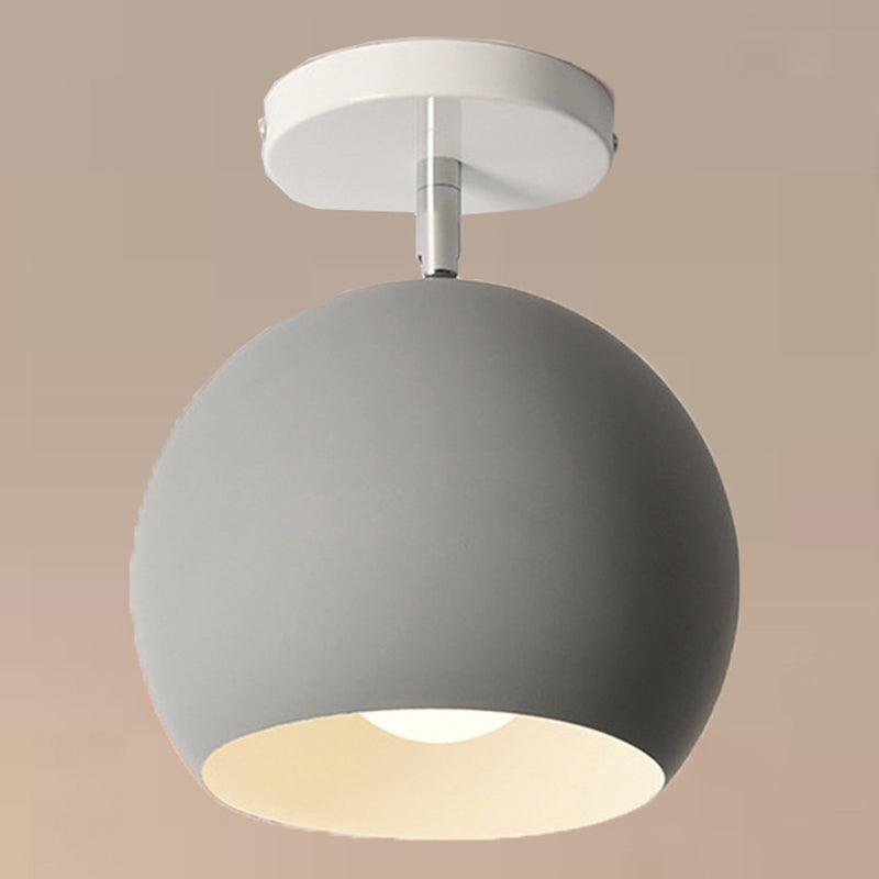 Dome Semi Flush Mount Light Macaron Metal Ceiling Light Fixtures for Living Room Grey Clearhalo 'Ceiling Lights' 'Close To Ceiling Lights' 'Close to ceiling' 'Semi-flushmount' Lighting' 2590680