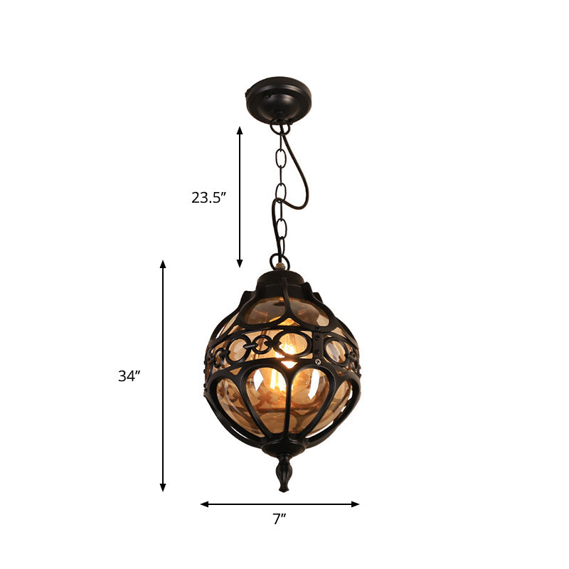 Loft Sphere Ceiling Pendant Light Amber Closed Glass 1 Light 7