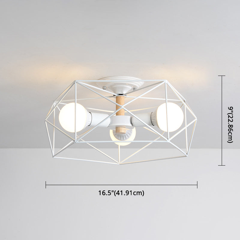 Geometric Flush Mount Ceiling Light Nordic Industrial Style Metal Ceiling Flush Mount for Bedroom Clearhalo 'Ceiling Lights' 'Close To Ceiling Lights' 'Close to ceiling' 'Semi-flushmount' Lighting' 2590800