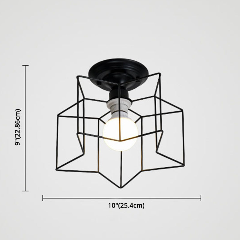 Star Semi Flush Chandelier Industrial Style Metal Ceiling Mount Chandelier for Bedroom Clearhalo 'Ceiling Lights' 'Close To Ceiling Lights' 'Close to ceiling' 'Semi-flushmount' Lighting' 2590852