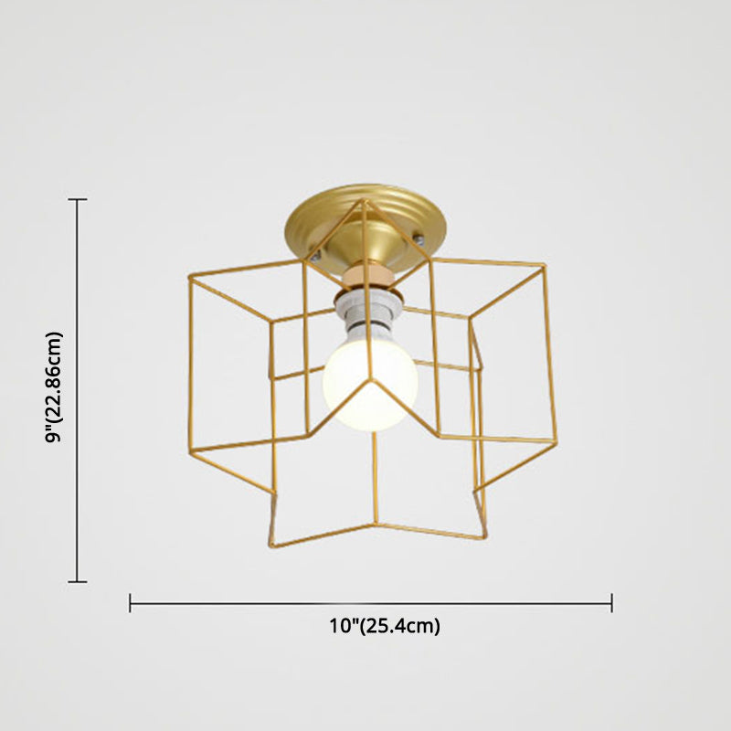 Star Semi Flush Chandelier Industrial Style Metal Ceiling Mount Chandelier for Bedroom Clearhalo 'Ceiling Lights' 'Close To Ceiling Lights' 'Close to ceiling' 'Semi-flushmount' Lighting' 2590853