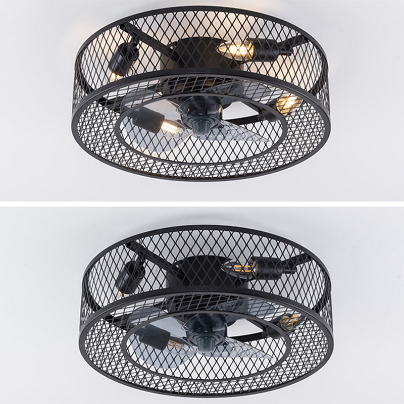 Cage Drum Semi Flush Mount Light Fixture Industrial Style Metal Ceiling Light Fixture for Bedroom Clearhalo 'Ceiling Lights' 'Close To Ceiling Lights' 'Close to ceiling' 'Flush mount' 'Industrial Flush Mount' Lighting' 2590906