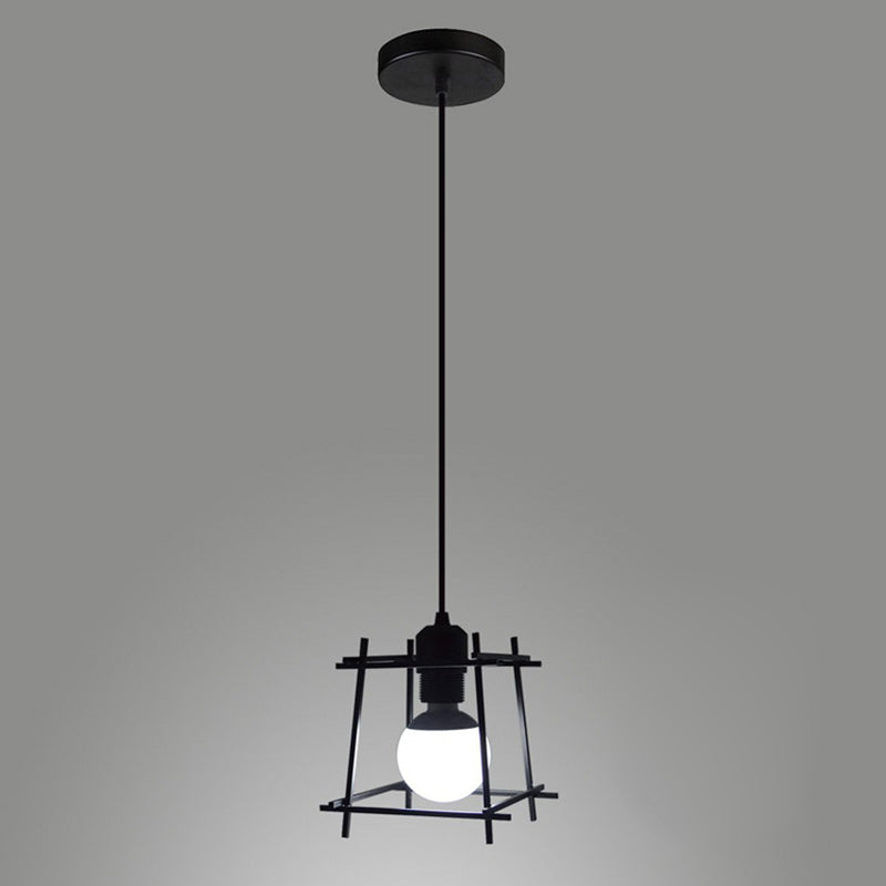 Square Semi Flush Chandelier Retro Industrial Style 1 Light Metal Ceiling Light Fixtures for Hallway Clearhalo 'Ceiling Lights' 'Close To Ceiling Lights' 'Close to ceiling' 'Semi-flushmount' Lighting' 2590925