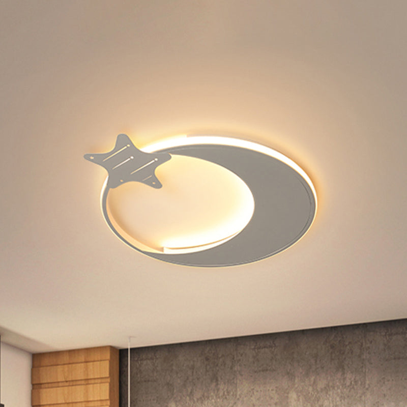 White Moon and Star Flush Mounted Light Modernism Led Ceiling Flush Light in Warm/White Light White Warm Clearhalo 'Ceiling Lights' 'Close To Ceiling Lights' 'Close to ceiling' 'Flush mount' Lighting' 259292