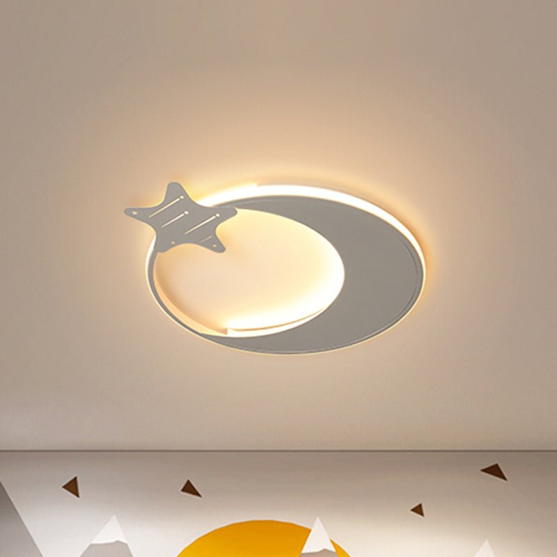 White Moon and Star Flush Mounted Light Modernism Led Ceiling Flush Light in Warm/White Light Clearhalo 'Ceiling Lights' 'Close To Ceiling Lights' 'Close to ceiling' 'Flush mount' Lighting' 259293