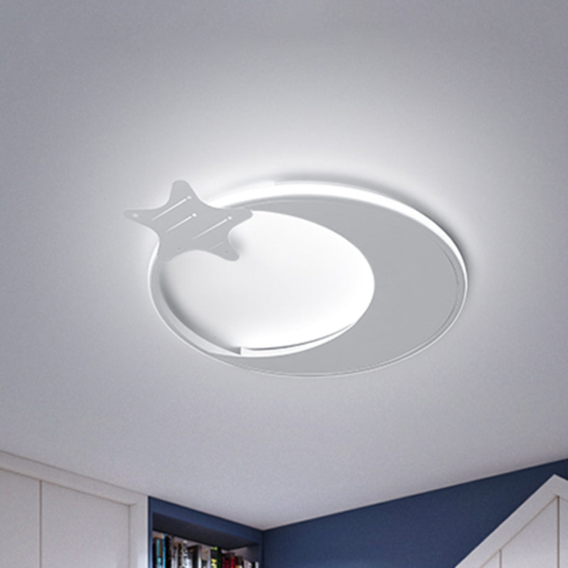 White Moon and Star Flush Mounted Light Modernism Led Ceiling Flush Light in Warm/White Light White White Clearhalo 'Ceiling Lights' 'Close To Ceiling Lights' 'Close to ceiling' 'Flush mount' Lighting' 259294