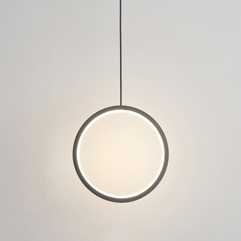 Simple Ring Shaped Hanging Lamp Kit Metal LED Bedside Suspension Pendant Light 1 Black Clearhalo 'Ceiling Lights' 'Modern Pendants' 'Modern' 'Pendant Lights' 'Pendants' Lighting' 2593097