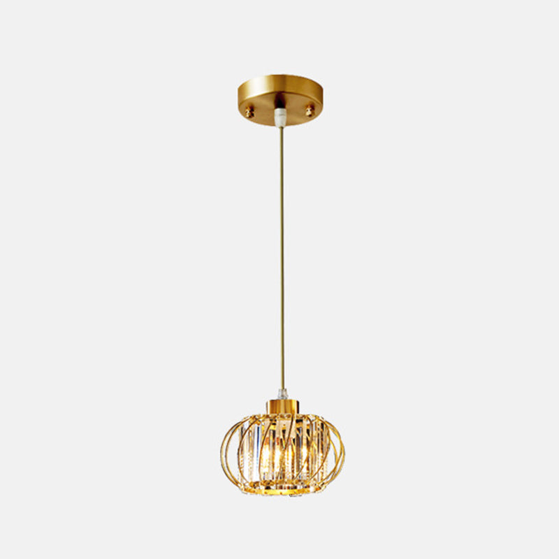 Brass Globe Pendant Light Modern Style Crystal Hanging Ceiling Lantern for Diner 1 Brass Round Clearhalo 'Ceiling Lights' 'Modern Pendants' 'Modern' 'Pendant Lights' 'Pendants' Lighting' 2593217