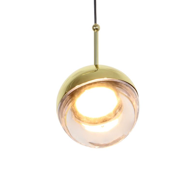 Global LED Pendant Lighting Simplicity Crystal Glass Bedside Hanging Ceiling Light Gold Clearhalo 'Ceiling Lights' 'Modern Pendants' 'Modern' 'Pendant Lights' 'Pendants' Lighting' 2593234