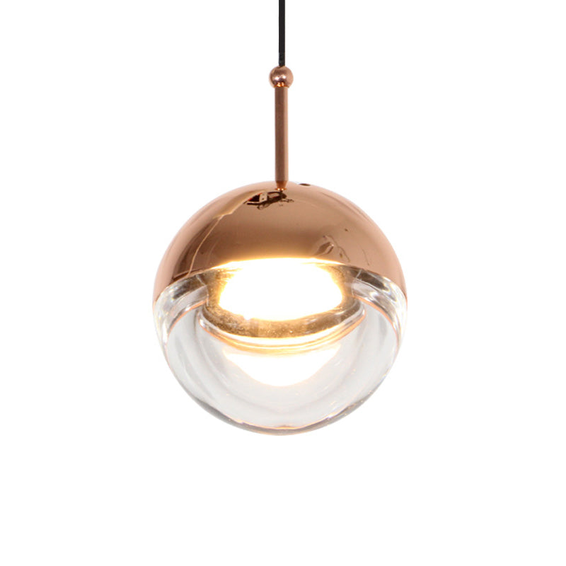 Global LED Pendant Lighting Simplicity Crystal Glass Bedside Hanging Ceiling Light Rose Gold Clearhalo 'Ceiling Lights' 'Modern Pendants' 'Modern' 'Pendant Lights' 'Pendants' Lighting' 2593235