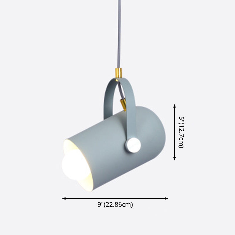 Metal Cylindrical Spotlight Macaron 1 Head Commercial Pendant Lighting with Adjustable Handle Clearhalo 'Ceiling Lights' 'Modern Pendants' 'Modern' 'Pendant Lights' 'Pendants' Lighting' 2593309