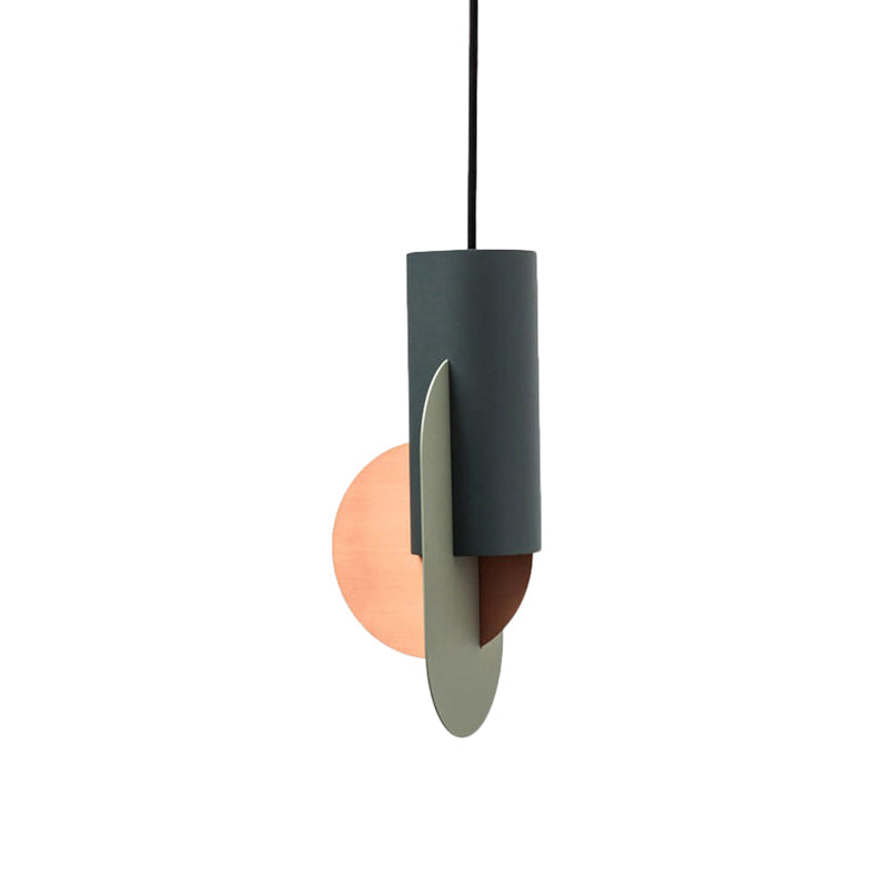 Geometric Colorblock Pendant Lighting Macaron Metal 1-Light Pink-Green-Grey Ceiling Light Pink-Green-Gray C Clearhalo 'Ceiling Lights' 'Modern Pendants' 'Modern' 'Pendant Lights' 'Pendants' Lighting' 2593330