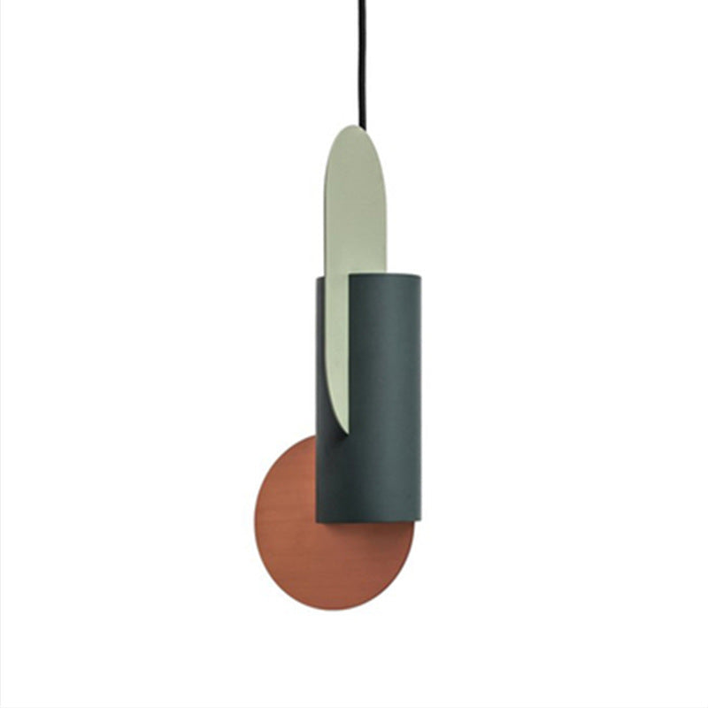 Geometric Colorblock Pendant Lighting Macaron Metal 1-Light Pink-Green-Grey Ceiling Light Clearhalo 'Ceiling Lights' 'Modern Pendants' 'Modern' 'Pendant Lights' 'Pendants' Lighting' 2593332