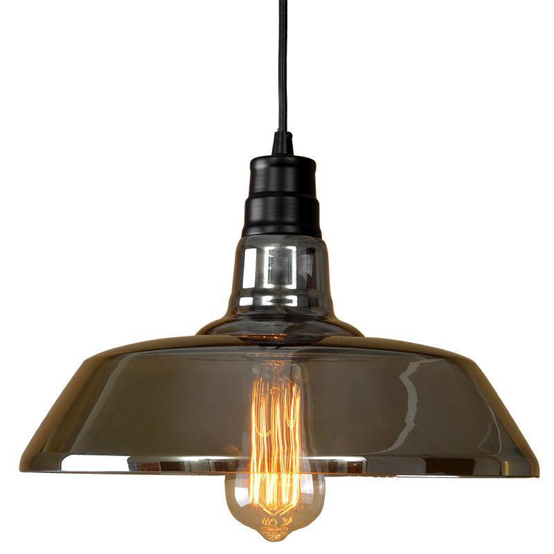 1 Bulb Smoke Grey Glass Pendant Light Industrial Black Barn Shaped Diner Suspension Lighting Clearhalo 'Art Deco Pendants' 'Cast Iron' 'Ceiling Lights' 'Ceramic' 'Crystal' 'Industrial Pendants' 'Industrial' 'Metal' 'Middle Century Pendants' 'Pendant Lights' 'Pendants' 'Tiffany' Lighting' 2593799