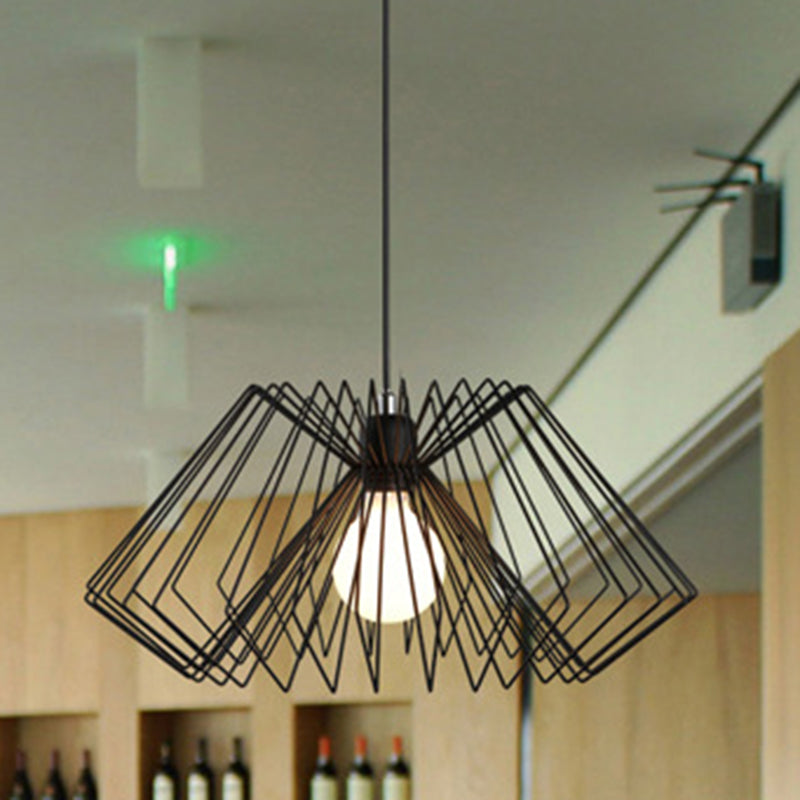 Metal Spider Web Shaped Hanging Lamp Vintage 1-Light Cafe Pendant Light Fixture Clearhalo 'Art Deco Pendants' 'Black' 'Cast Iron' 'Ceiling Lights' 'Ceramic' 'Crystal' 'Industrial Pendants' 'Industrial' 'Metal' 'Middle Century Pendants' 'Pendant Lights' 'Pendants' 'Rustic Pendants' 'Tiffany' Lighting' 2593916