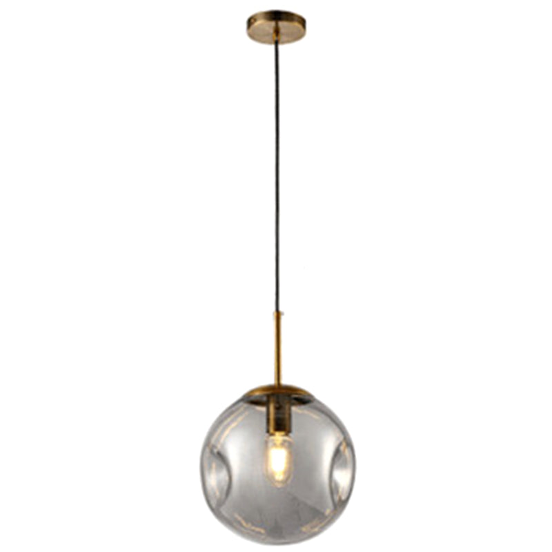 Irregular Glass Ball 1-Light Mini Pendant Light Modern Minimalist Hanging Lighting Fixture for Dining Room Kitchen Smoke Gray 7