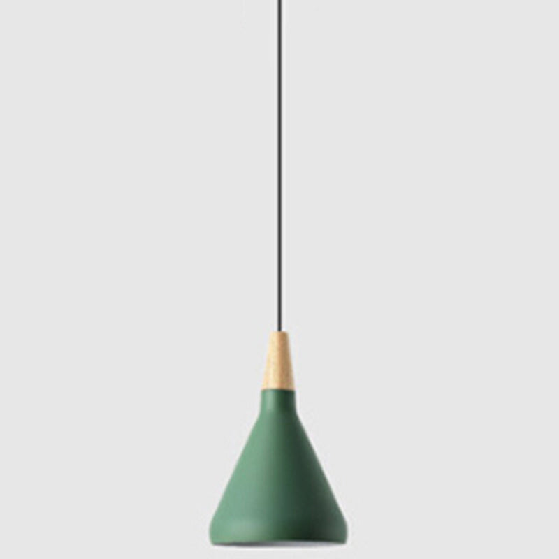 Multi Color Optional Simplicity Pendant Light Nordic Macaroon Aluminum Lampshade 1-Light Hanging Light for Kitchen Green 7