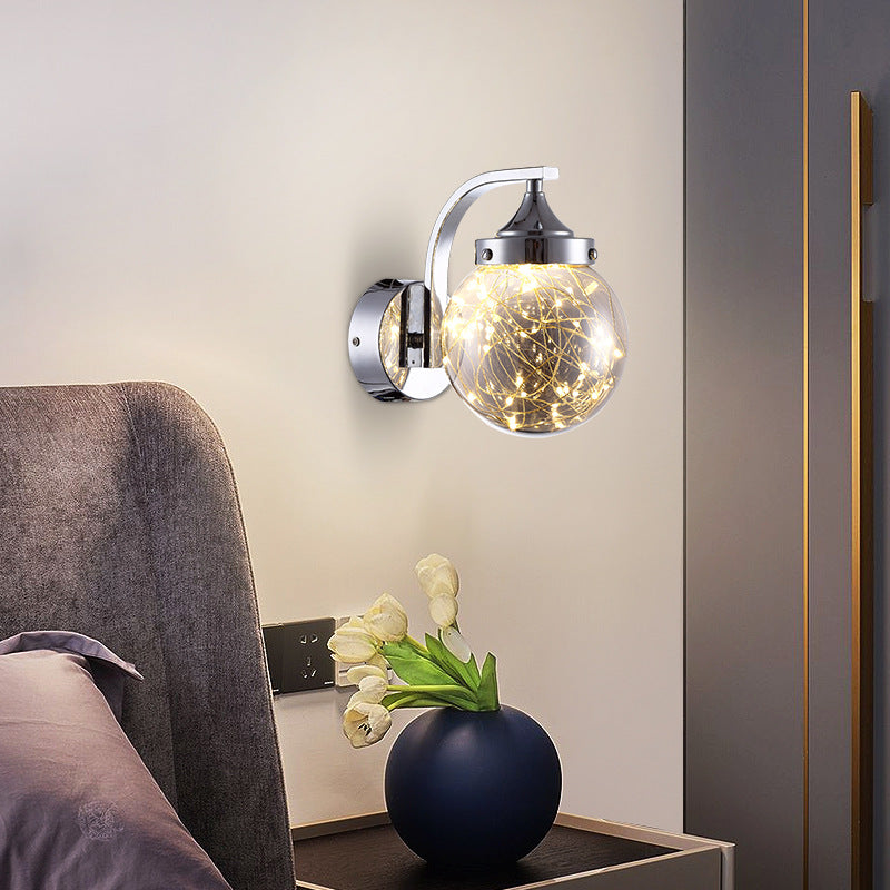 Creative Wall Sconce Spherical Shape Creative Star Lamp Warm Light for Bedroom Clearhalo 'Wall Lamps & Sconces' 'Wall Lights' Lighting' 2594731