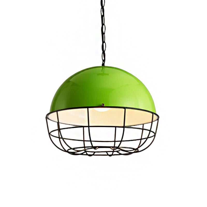 1 Head Green Domed Pendant Light Metal Vintage Industrial Dining Room Pendant Lamp Clearhalo 'Art Deco Pendants' 'Cast Iron' 'Ceiling Lights' 'Ceramic' 'Crystal' 'Industrial Pendants' 'Industrial' 'Metal' 'Middle Century Pendants' 'Pendant Lights' 'Pendants' 'Tiffany' Lighting' 259670