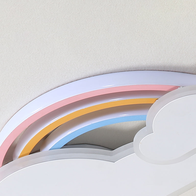 White/Pink Rainbow Cloudy Ceiling Light Cartoon Metallic LED Flush-Mount Light Fixture, Warm/White Light Clearhalo 'Ceiling Lights' 'Close To Ceiling Lights' 'Close to ceiling' 'Flush mount' Lighting' 259715