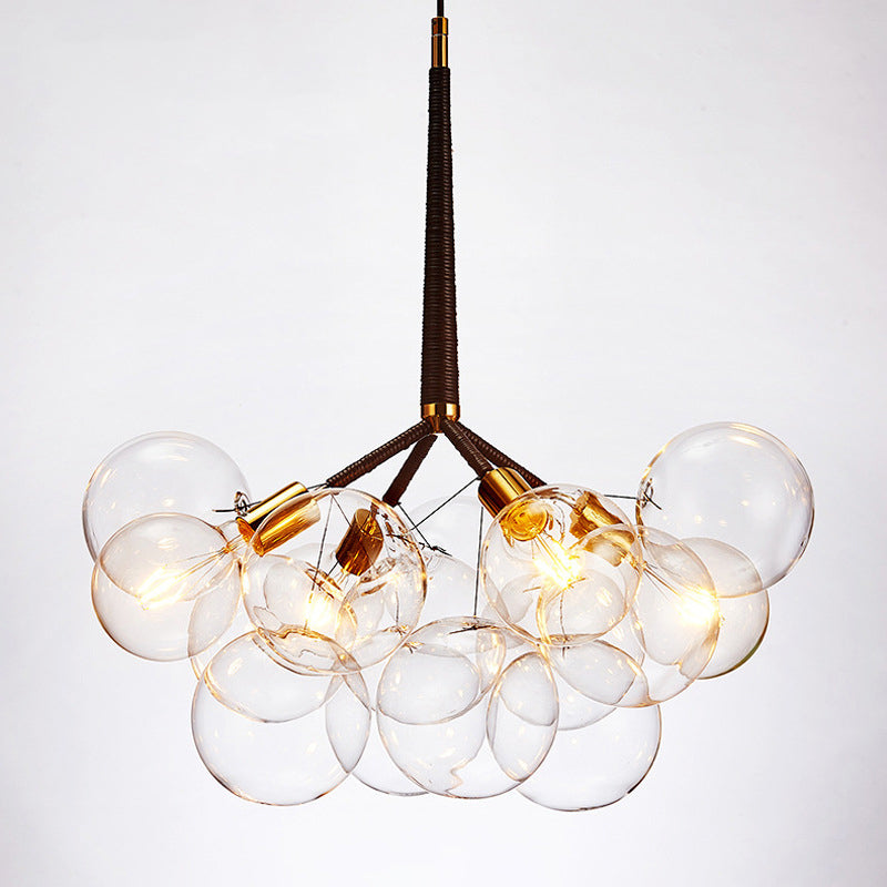 Transparent Glass Bubble Hanging Light Modern Simplicity Living Room Chandelier Light with 47