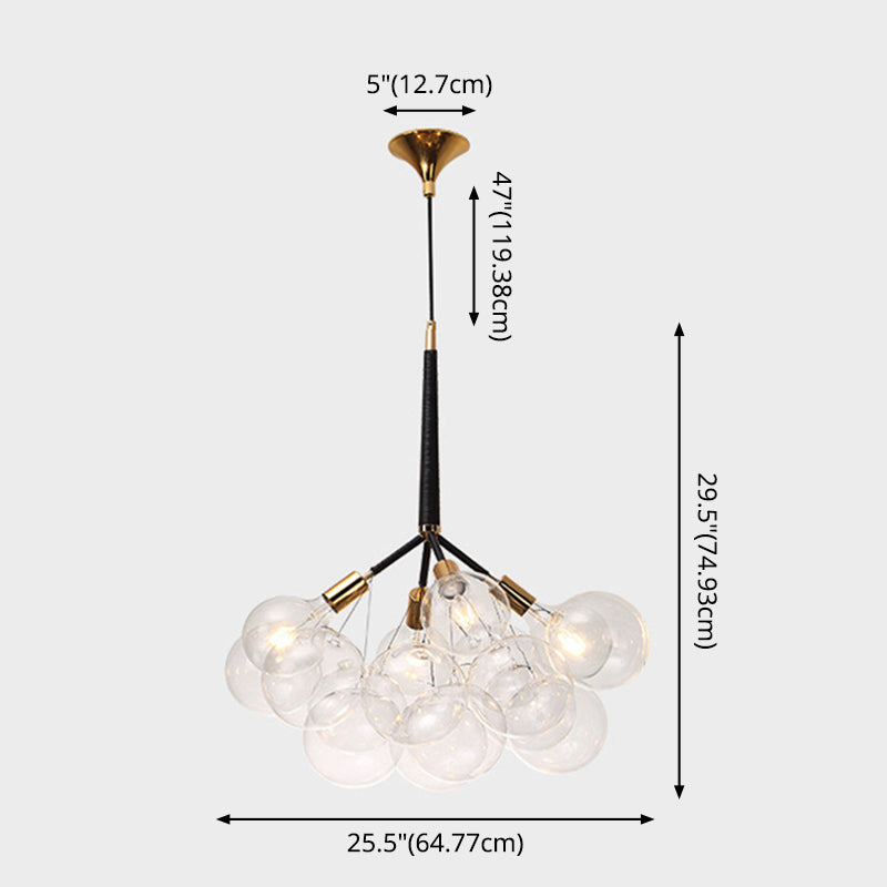 Transparent Glass Bubble Hanging Light Modern Simplicity Living Room Chandelier Light with 47