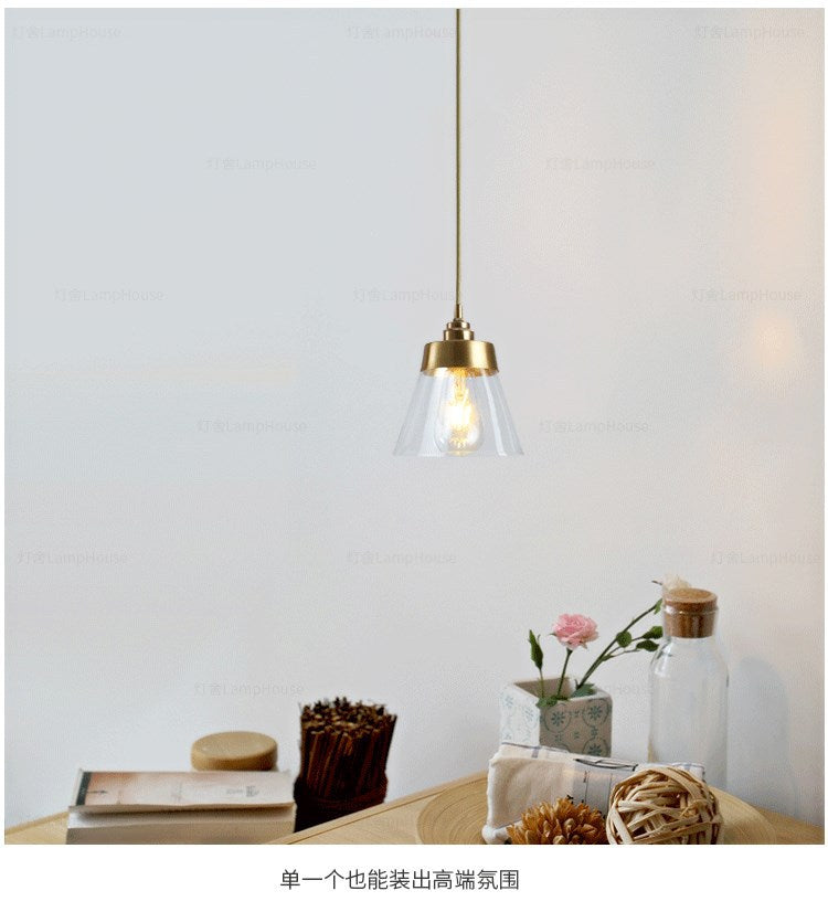 Glass Tapered Hanging Light Fixture Contemporary Pendant Lighting Fixture in Gold Clearhalo 'Ceiling Lights' 'Pendant Lights' 'Pendants' Lighting' options 2602808