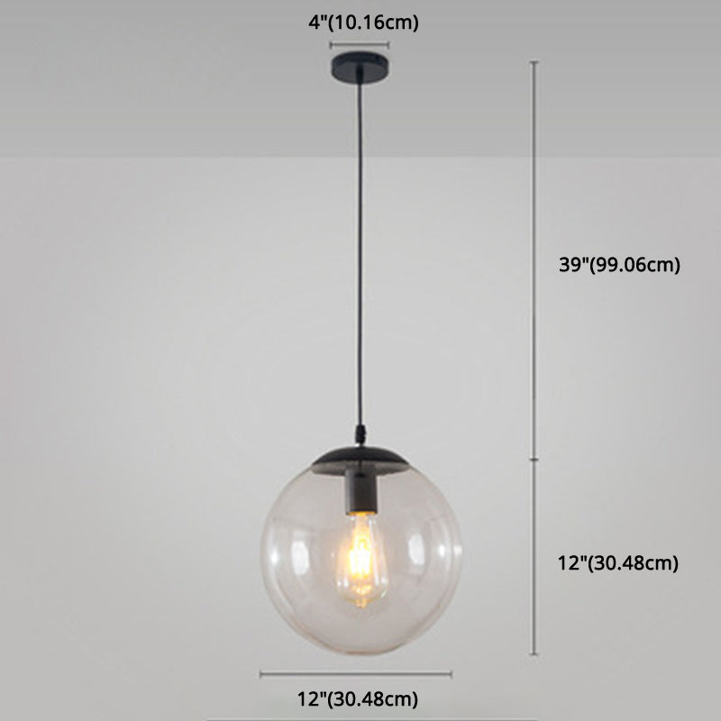 Restaurant Pendant Lighting Fixture Minimalist Style Pendant Ceiling Light with Orb Glass Shade Clearhalo 'Ceiling Lights' 'Pendant Lights' 'Pendants' Lighting' 2602855