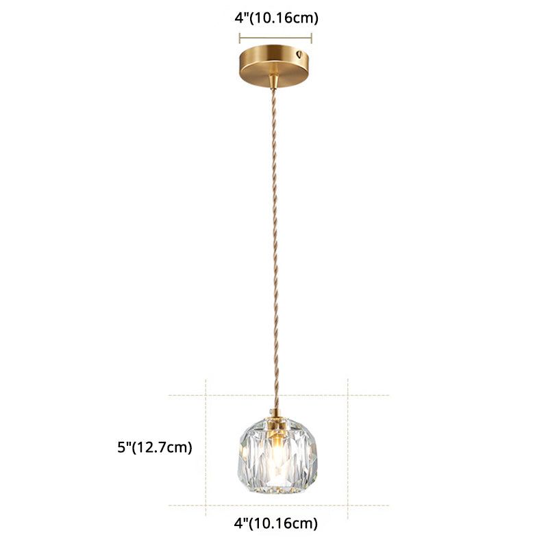 Globe Shape Pendant Lighting Fixture Contemporary Style Crystal Gold Hanging Lamp Kit Clearhalo 'Ceiling Lights' 'Pendant Lights' 'Pendants' Lighting' 2602864