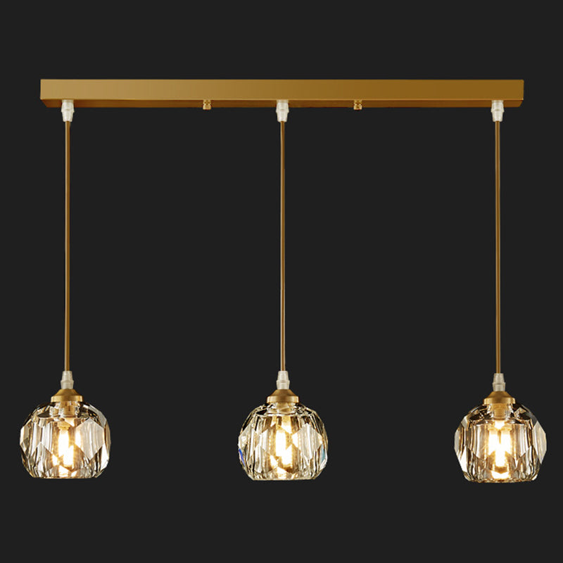 Crystal Geometric Pendant Lighting Fixture Modern LED Gold Suspension Pendant Light Clearhalo 'Ceiling Lights' 'Pendant Lights' 'Pendants' Lighting' 2602923