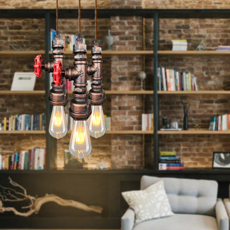 Water Pipe Bar Hanging Pendant Light Vintage Style Metal Pendant Lighting Fixture Clearhalo 'Ceiling Lights' 'Pendant Lights' 'Pendants' Lighting' 2603012