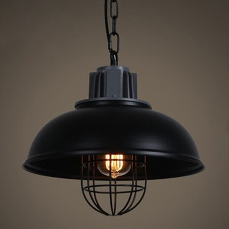 Wire Cage Metal Pendant Lighting Fixture Industrial Dinning Room Hanging Ceiling Light in Black Clearhalo 'Ceiling Lights' 'Pendant Lights' 'Pendants' Lighting' 2603017