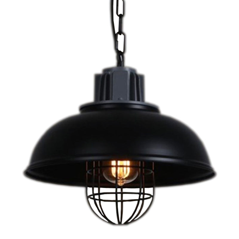 Wire Cage Metal Pendant Lighting Fixture Industrial Dinning Room Hanging Ceiling Light in Black Black Clearhalo 'Ceiling Lights' 'Pendant Lights' 'Pendants' Lighting' 2603021