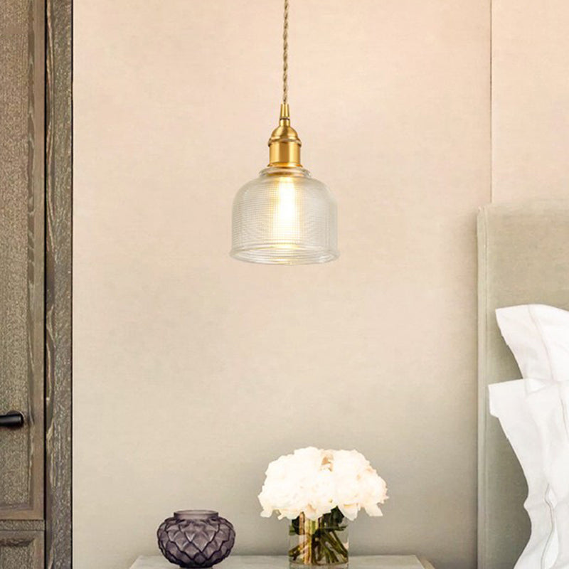 Glass Dome Hanging Ceiling Light Contemporary Style Gold Suspension Pendant for Bedroom Clearhalo 'Ceiling Lights' 'Pendant Lights' 'Pendants' Lighting' options 2603887