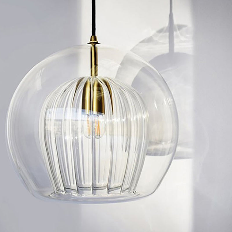 Contemporary Spherical Pendant Lighting Glass Dinning Room Ceiling Pendant Light in Gold Clearhalo 'Ceiling Lights' 'Pendant Lights' 'Pendants' Lighting' options 2603894