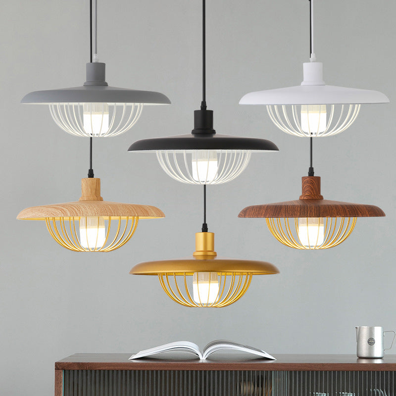 Modern Style Pendant Light Fixture Wire Cage Down Lighting Pendant with Metal Shade Clearhalo 'Ceiling Lights' 'Pendant Lights' 'Pendants' Lighting' 2604322