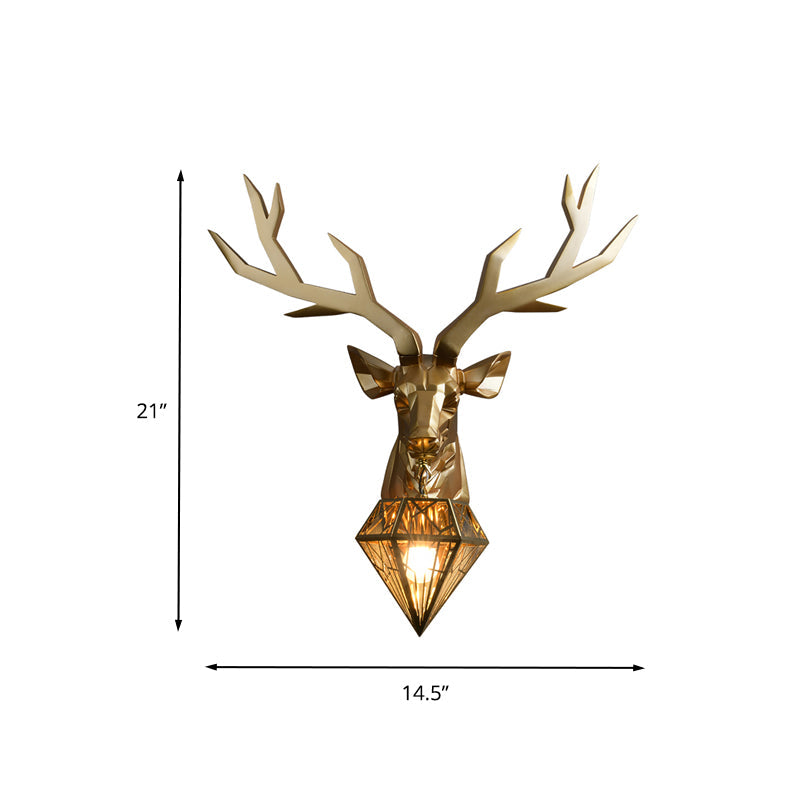 Vintage Brass Deer Resin Sconce Light 14.5