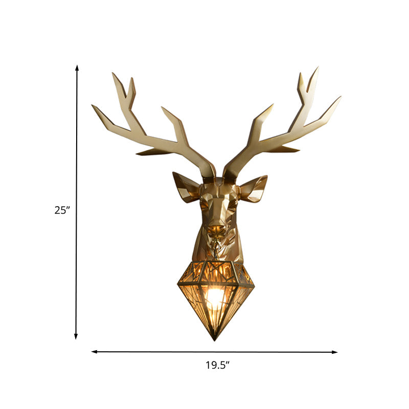 Vintage Brass Deer Resin Sconce Light 14.5