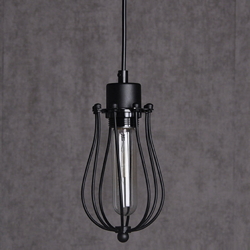 Industrial Style Cage Shade Hanging Pendant Light Metal Pendant Lighting Fixture Clearhalo 'Ceiling Lights' 'Pendant Lights' 'Pendants' Lighting' 2605039