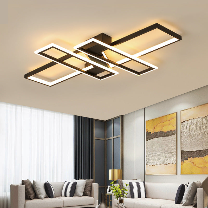 Traverse Semi Flush Mount Light Fixture Contemporary Metal Ceiling Light Fixture for Living Room Clearhalo 'Ceiling Lights' 'Close To Ceiling Lights' 'Lighting' 2605671