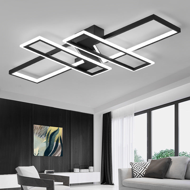 Traverse Semi Flush Mount Light Fixture Contemporary Metal Ceiling Light Fixture for Living Room Clearhalo 'Ceiling Lights' 'Close To Ceiling Lights' 'Lighting' 2605672