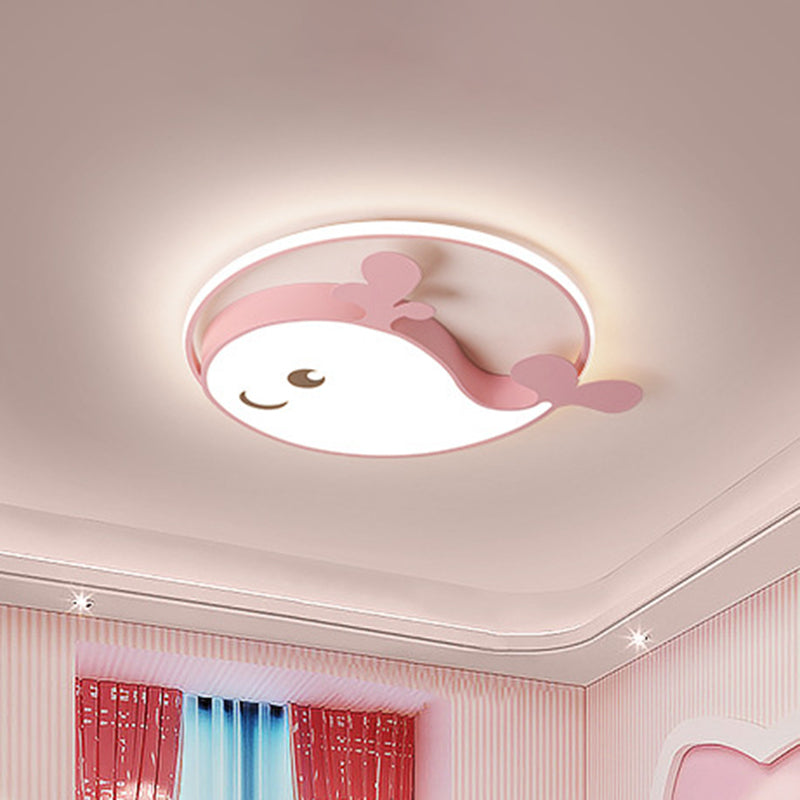 Whale Flush Mount Ceiling Light Kids Acrylic Ceiling Flush Mount for Bedroom Pink Clearhalo 'Ceiling Lights' 'Close To Ceiling Lights' 'Lighting' 2605840