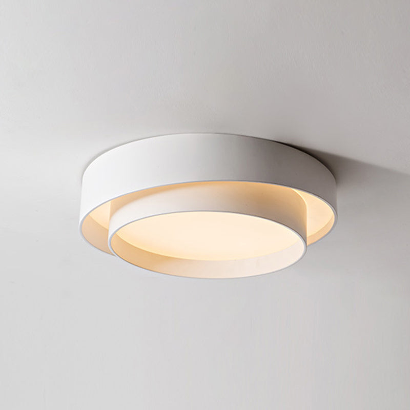 White Metal Circular Flush mount Ceiling Lamp Nordic Style LED Flush Mount Lighting for Bedroom White 19.5