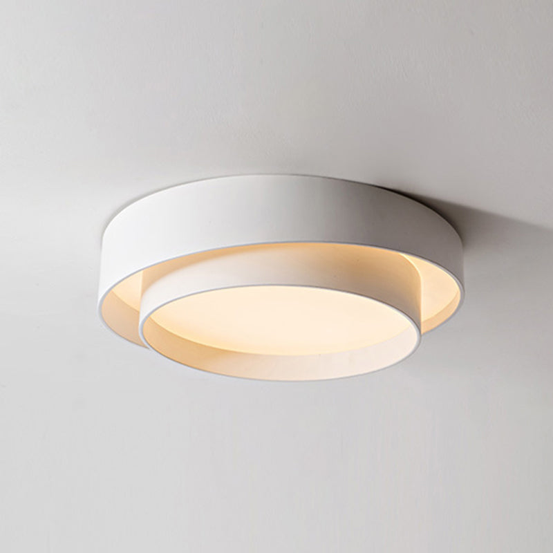 White Metal Circular Flush mount Ceiling Lamp Nordic Style LED Flush Mount Lighting for Bedroom White 23.5