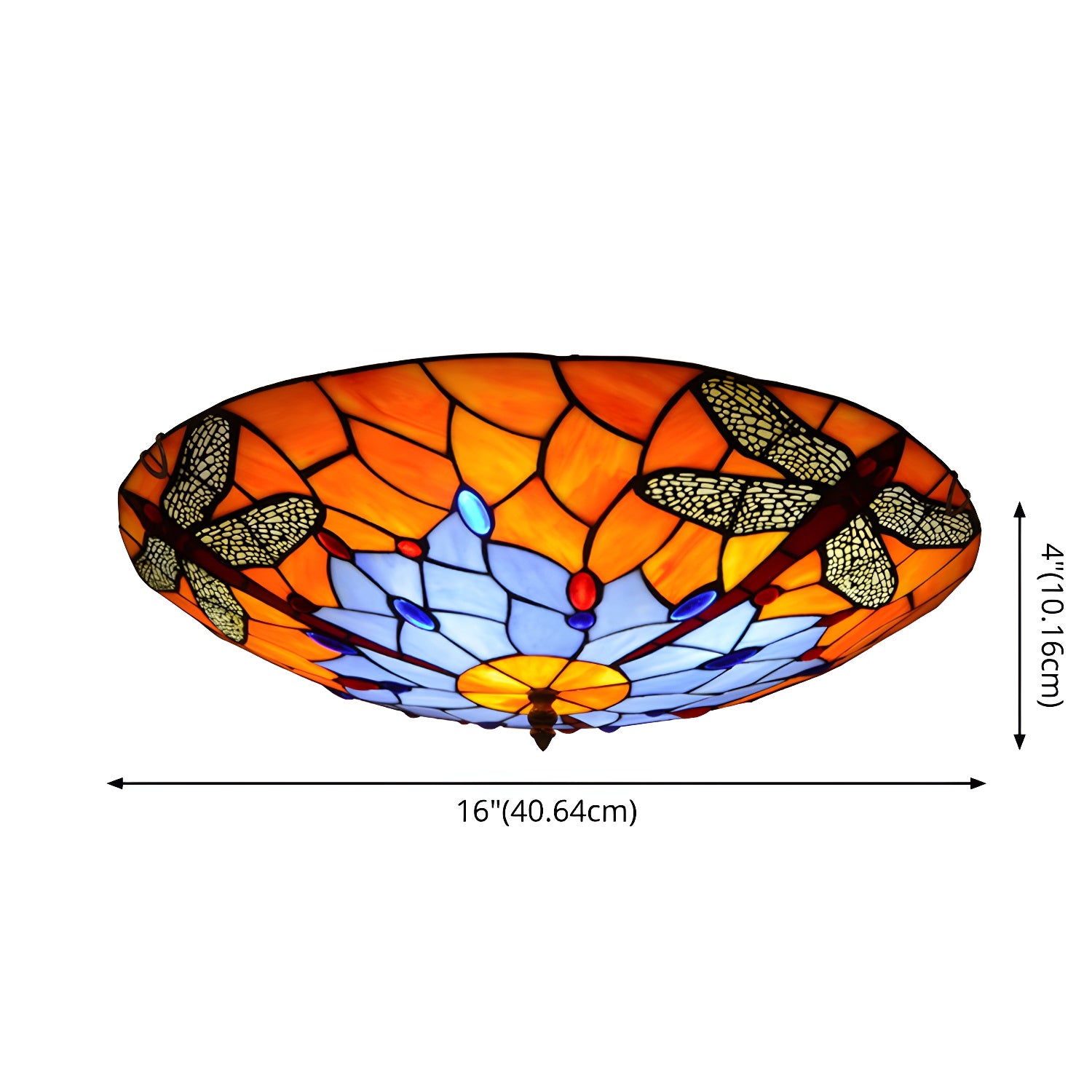 Stained Glass Bowl Flush Mount Light Tiffany Rustic Ceiling Lamp for Stair Living Room Clearhalo 'Ceiling Lights' 'Close To Ceiling Lights' 'Lighting' 2609888