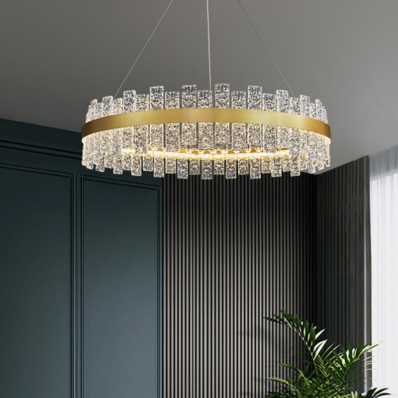 Art Deco Chandelier Gold Metal Crystal Round LED Pendant Lamp Best Lighting for Living Room Clearhalo 'Ceiling Lights' 'Pendant Lights' 'Pendants' Lighting' 2609944