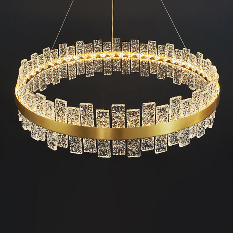 Art Deco Chandelier Gold Metal Crystal Round LED Pendant Lamp Best Lighting for Living Room Clearhalo 'Ceiling Lights' 'Pendant Lights' 'Pendants' Lighting' 2609946