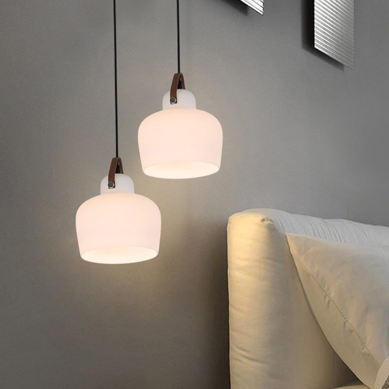White 1 Light Bell Pendant Lamp Modern Minimalist Glass Hanging Lamp for Living Room Clearhalo 'Ceiling Lights' 'Pendant Lights' 'Pendants' Lighting' 2610151