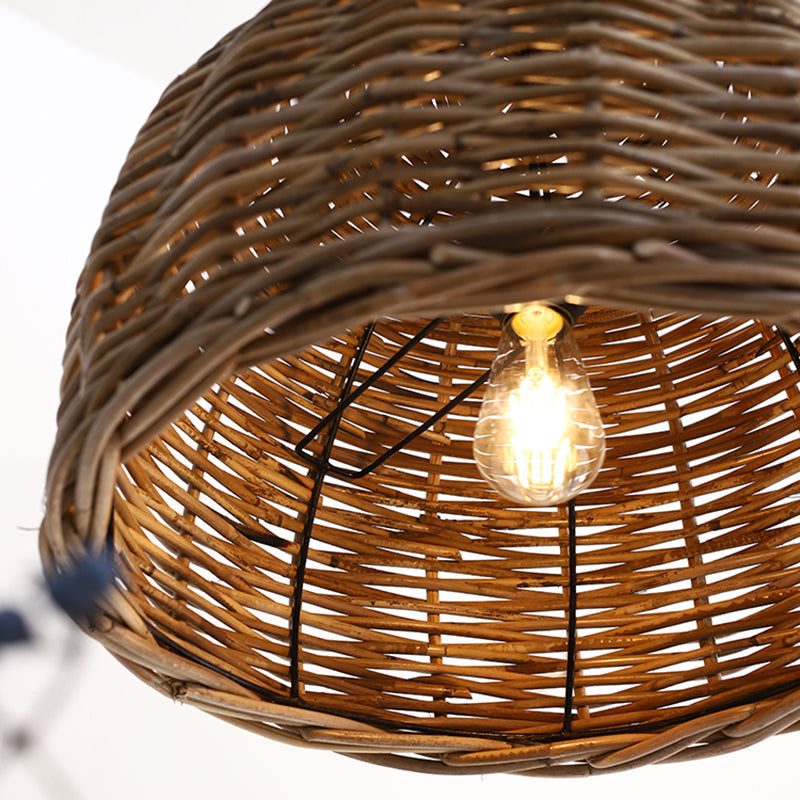 Rattan Bird Nest Shade Hanging Light Retro Hand-weaving Coffee Shop Lighting Fixture Clearhalo 'Ceiling Lights' 'Pendant Lights' 'Pendants' Lighting' 2612041