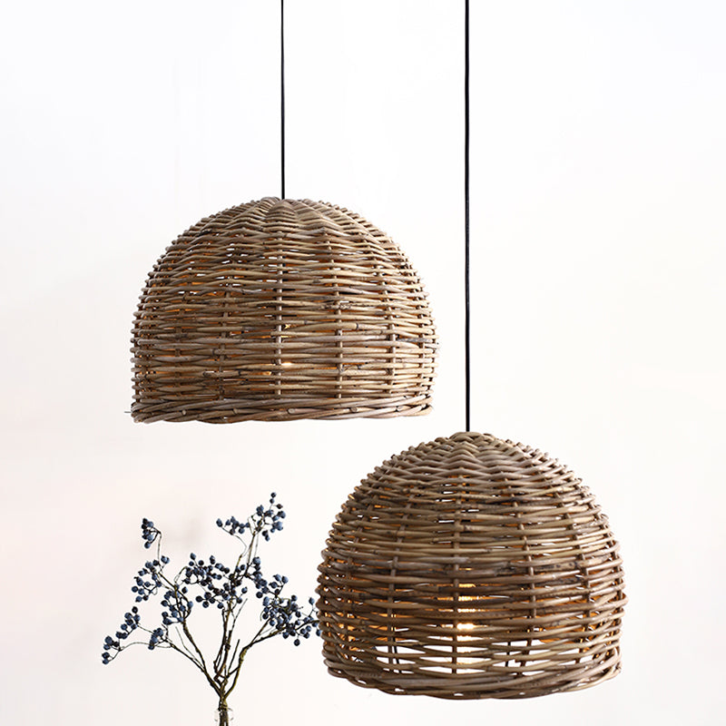 Rattan Bird Nest Shade Hanging Light Retro Hand-weaving Coffee Shop Lighting Fixture Clearhalo 'Ceiling Lights' 'Pendant Lights' 'Pendants' Lighting' 2612043